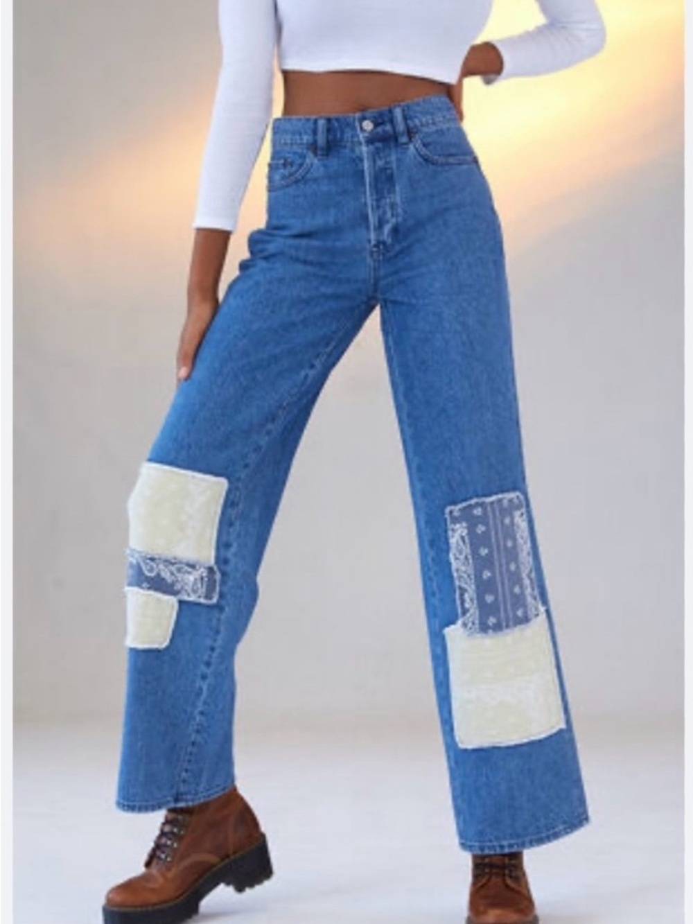 PacSun Eco Bandana Patchwork High-Waisted Baggy Jeans NWT